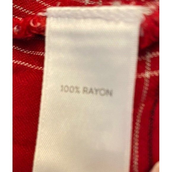 J Jill Shirt Women Small Tall Red Plaid Button Up  Long Sleeve Rayon Top - Picture 4 of 5